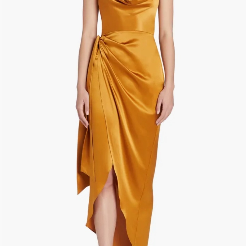 Amanda Uprichard Martine Silk Halter Gown (sz: M) - Picture 3 of 6